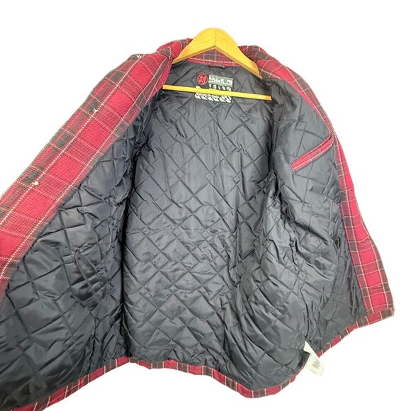 Vintage Y2K Quiksilver Quilted Flannel Shacket Red Black Plaid Mens M Surf Skate - Picture 2 of 11
